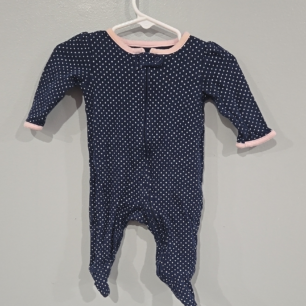 Blue and White Polka Dot Footie One Piece